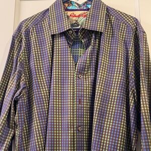 Robert Graham Men's Vibrant Plaid Shirt in Blue, Green, and Purple